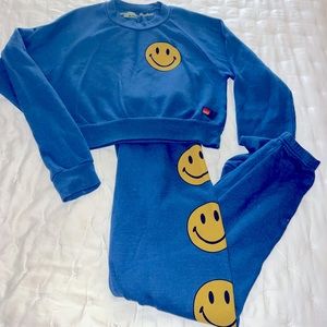 Aviator Nation Sweatpants & Cropped Sweatshirt Set Size Medium